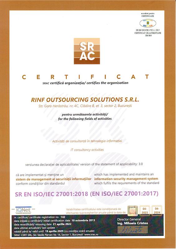 SR EN ISO / IEC 27001:2018​
